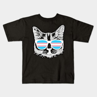 Transgender Pride Flag Cat Transgender Awareness Gift Kids T-Shirt